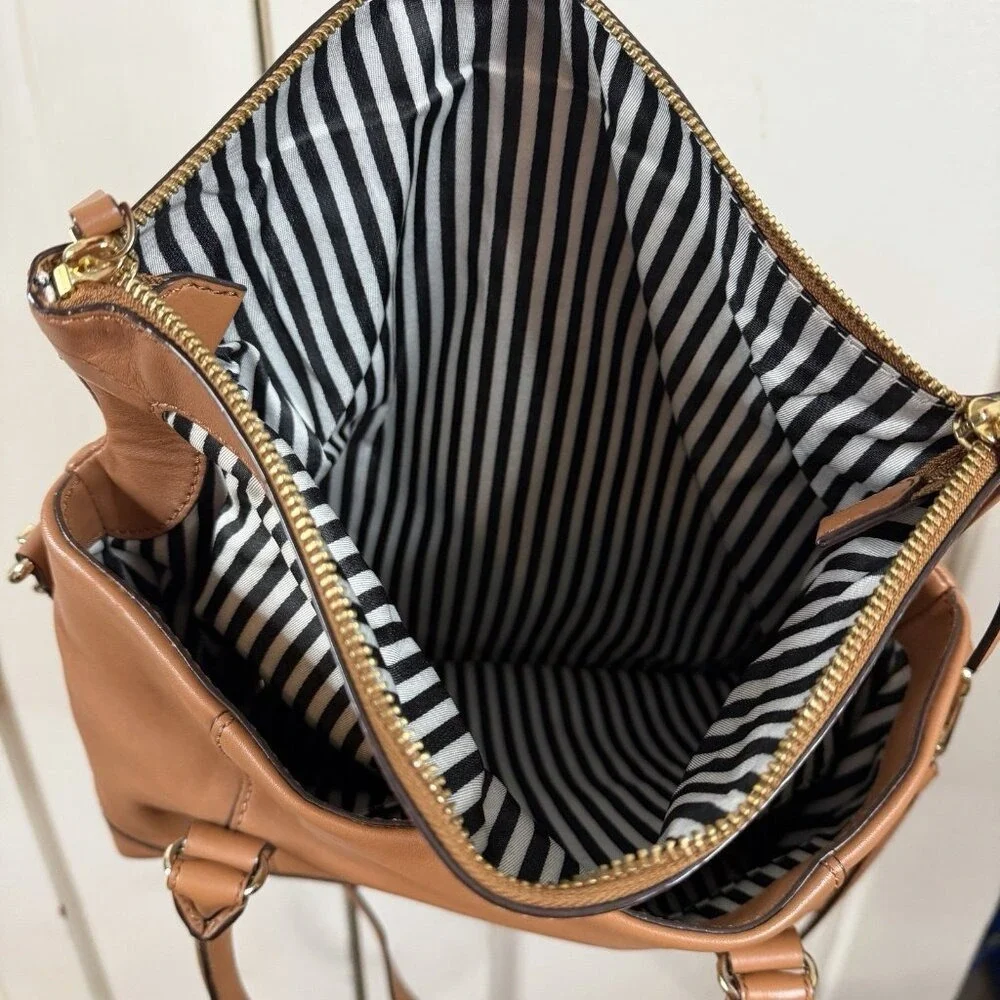 Kate Spade Cobble Hill Little Minka WKRU1251 Saddle Brown Leather Satchel Crossb